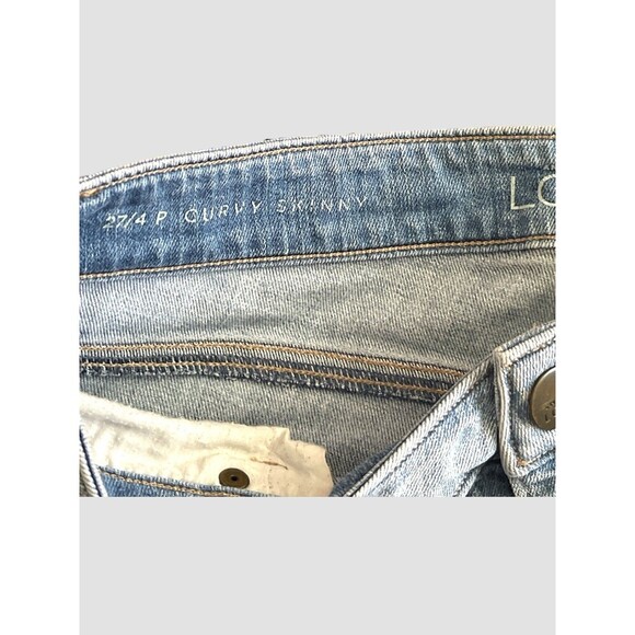Ann Taylor LOFT Curvy Skinny Jeans Women's 27/4 Blue Mid Rise Distressed - Picture 5 of 6